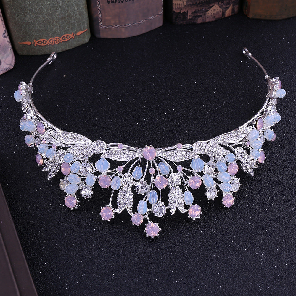 Vintage Rhinestone Crown Hair Accessory Handmade for Women
