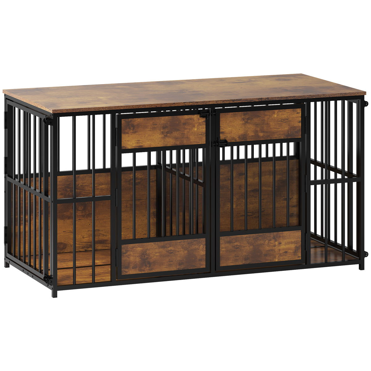 Large Wooden Dog Crate Furniture with Storage Top, Indoor Pet Kennel
