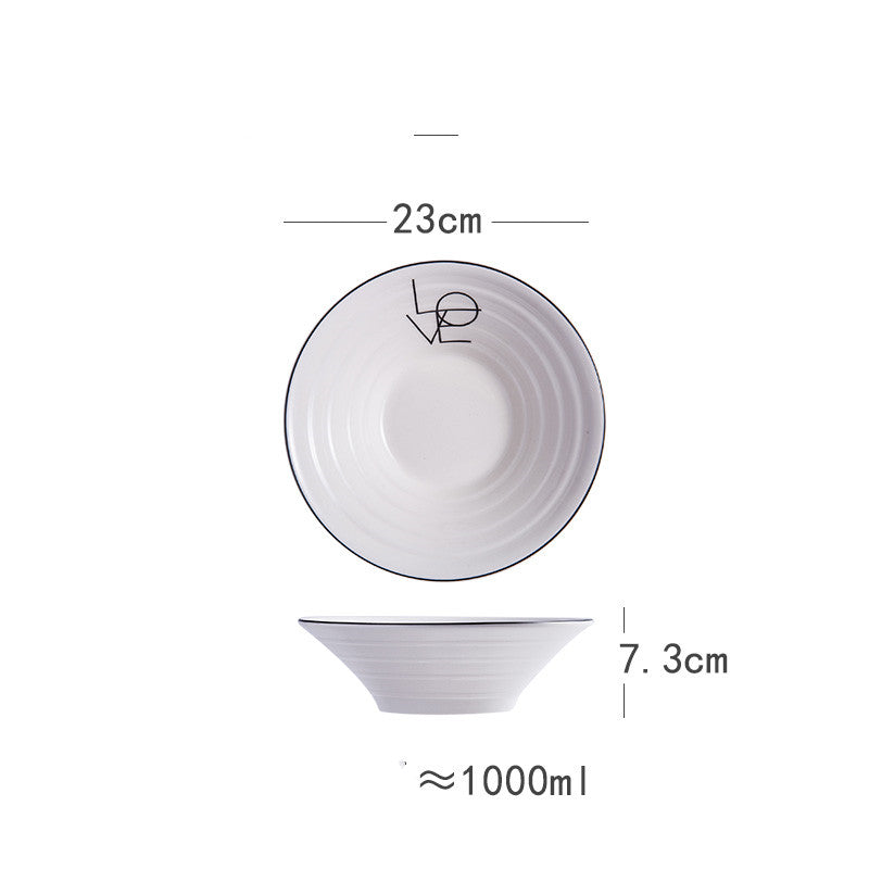 Japanese-Style Ceramic Noodle Soup Bowl with Trumpet Hat Design - 8 Inches