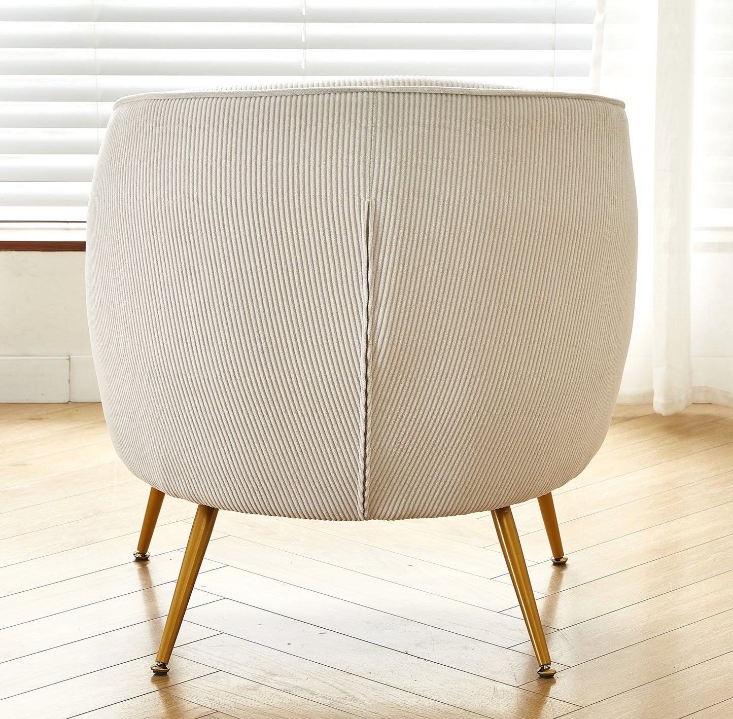 Corduroy Accent Chair With Gold Metal Legs, Modern Upholstered