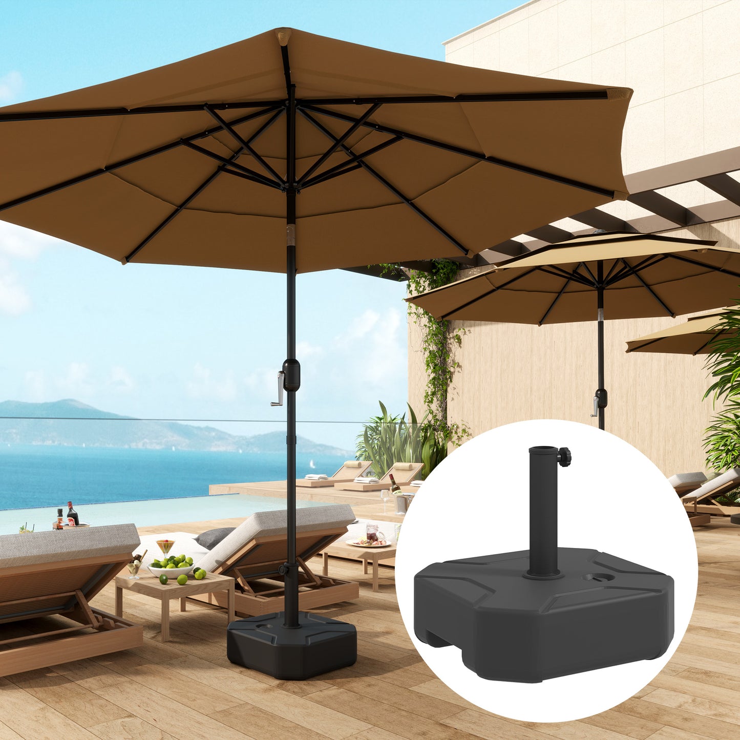 Heavy Duty Square Patio Umbrella Base - 55 lbs Sand Weight