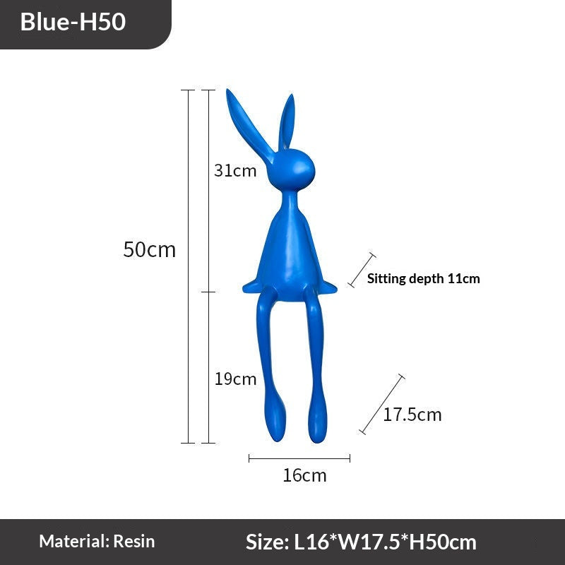 High-End Black Rabbit Sitting Figurine Resin Home Decor