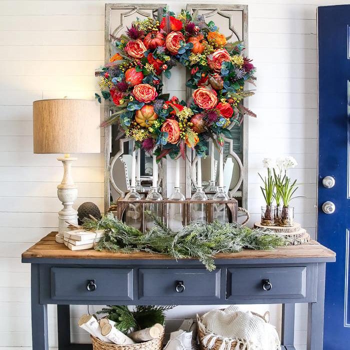 Autumn Peony Halloween Pumpkin Wreath Home Decor - 40x40cm & 30x30cm