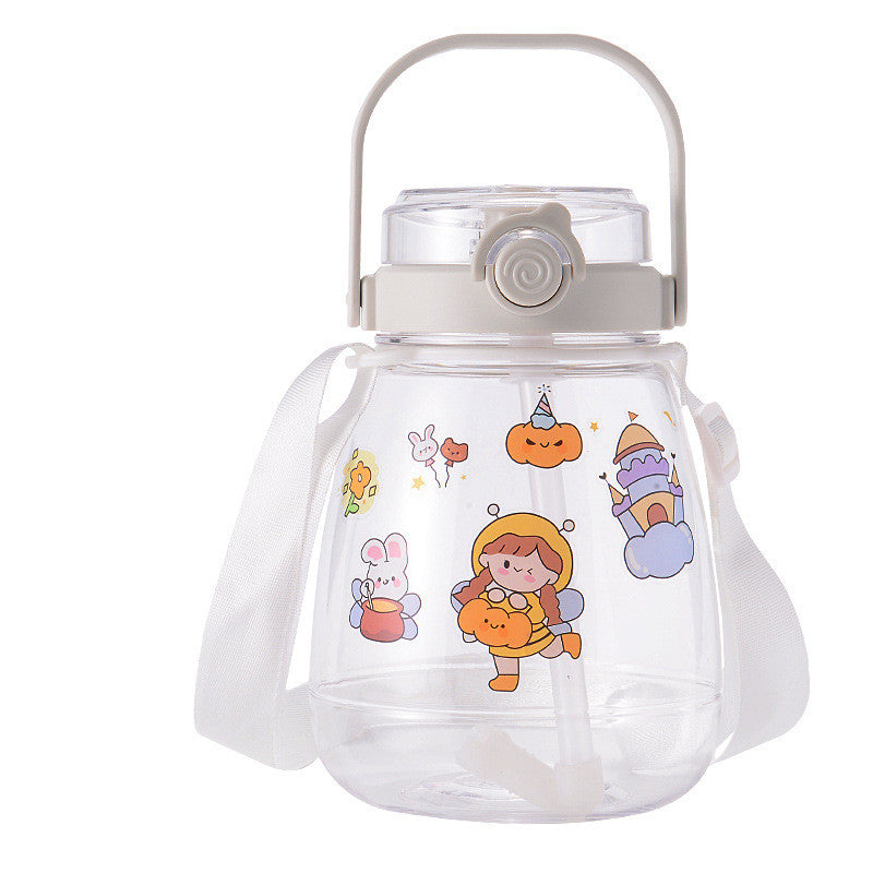 Children's Leak-Proof Plastic Water Cup with Straw - Double & Single Styles