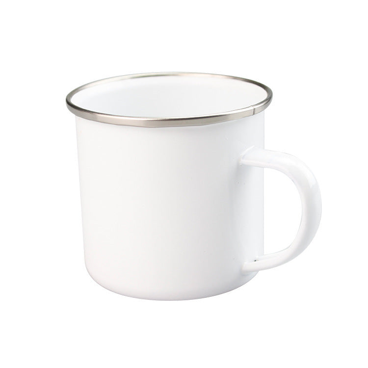 Stainless Steel Enamel Mug with Edge Coating 375ML White Kitchen Drinkware