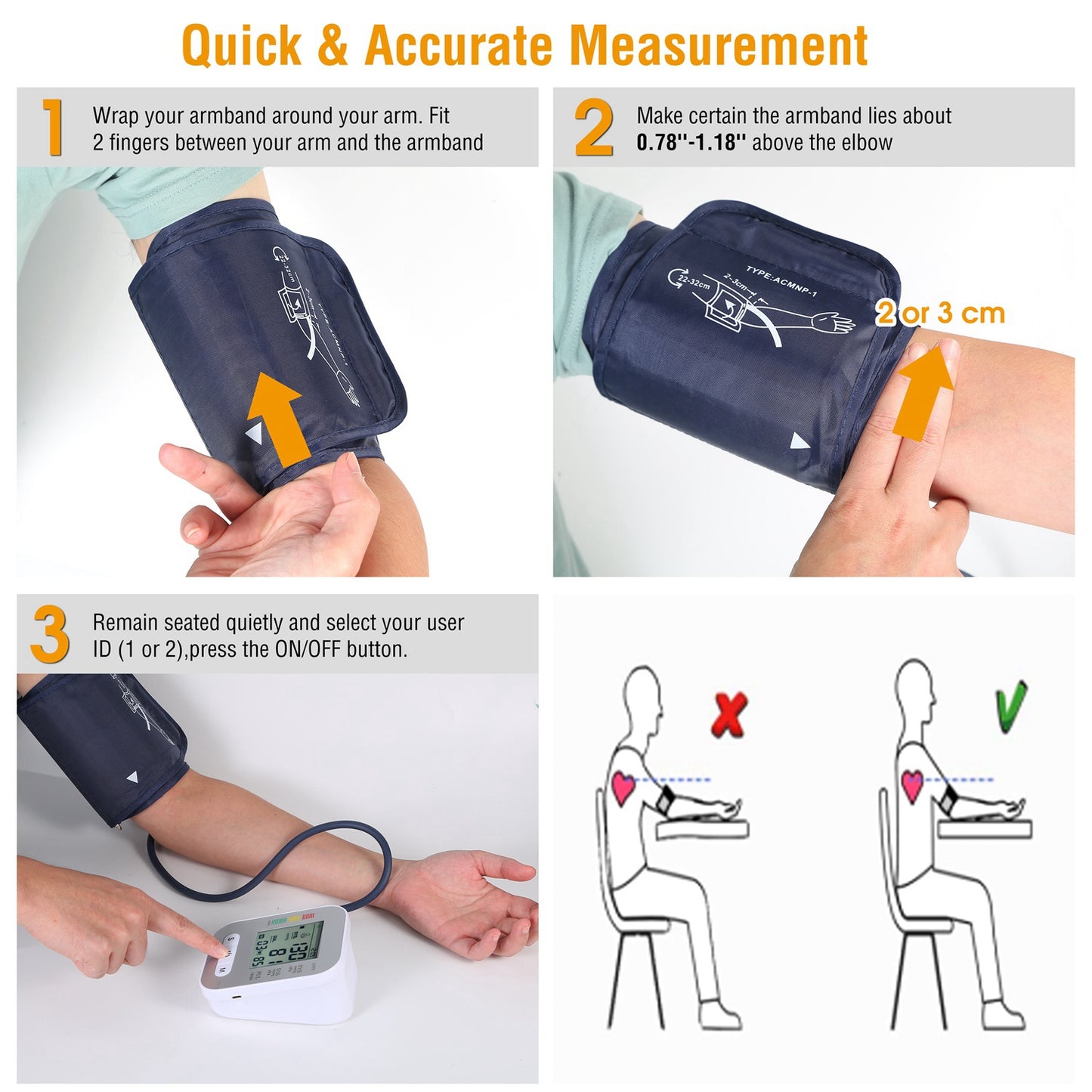 Digital Blood Pressure Monitor with Voice and Large LCD Display - Home Health Cuff