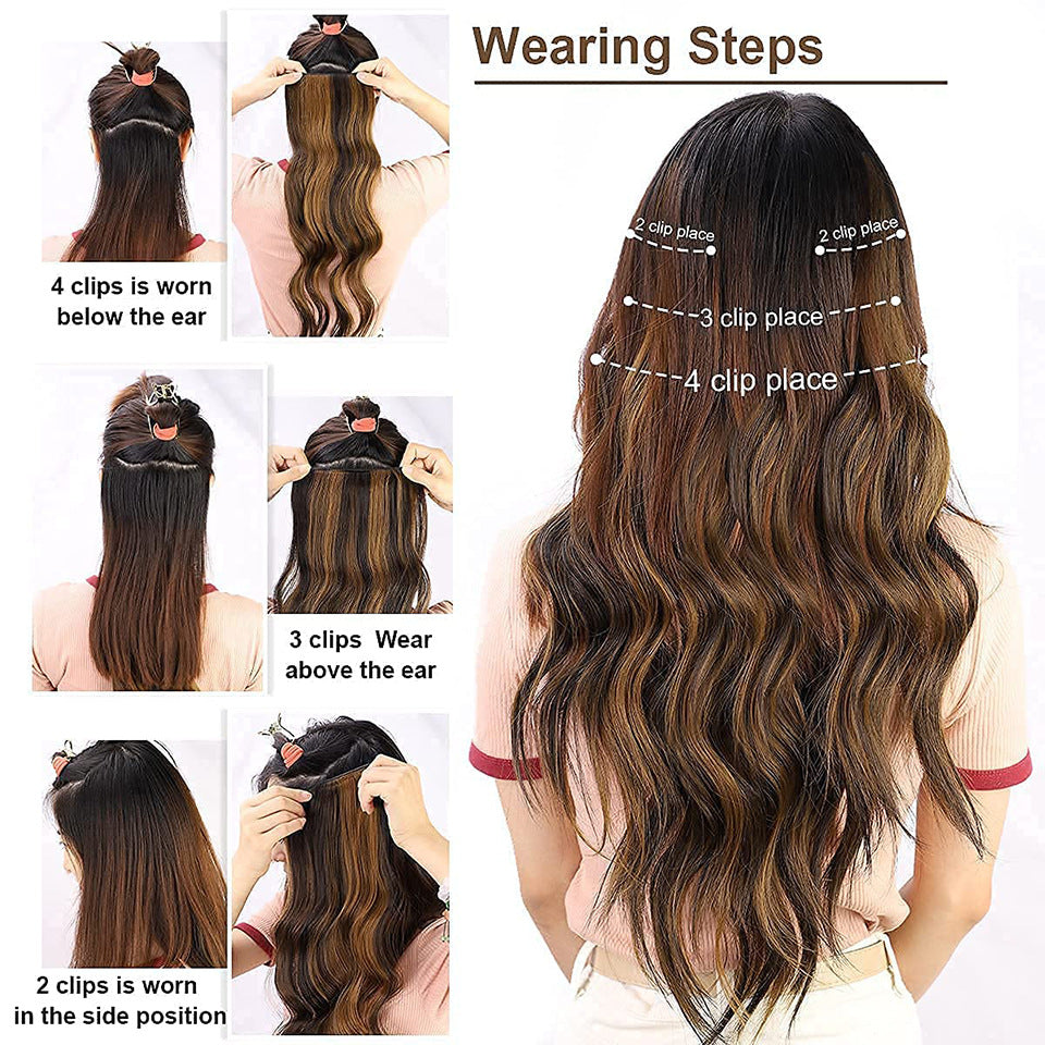 Women's Long Water Ripple Hair Extension 4-Piece Set