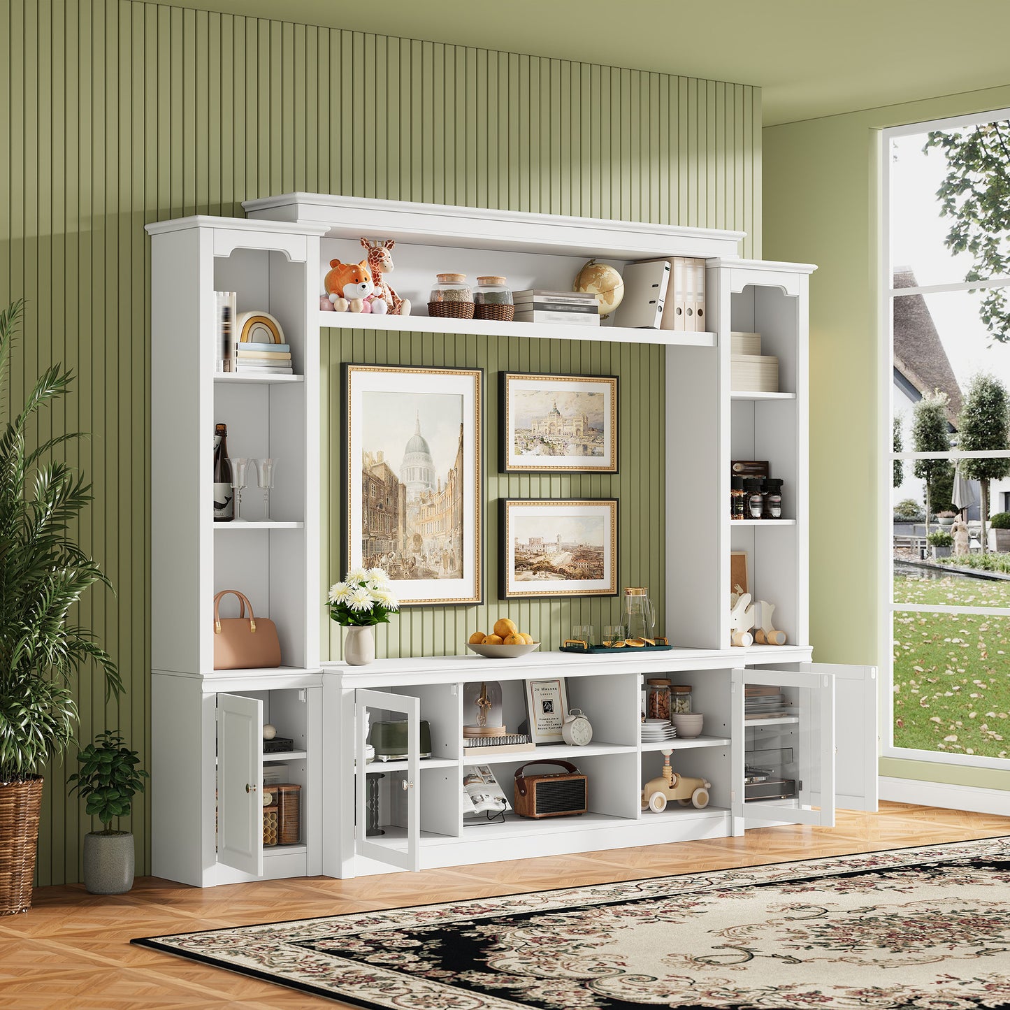 All-in-One Modern TV Stand With Bookcase For TVs Up To 65-inch,