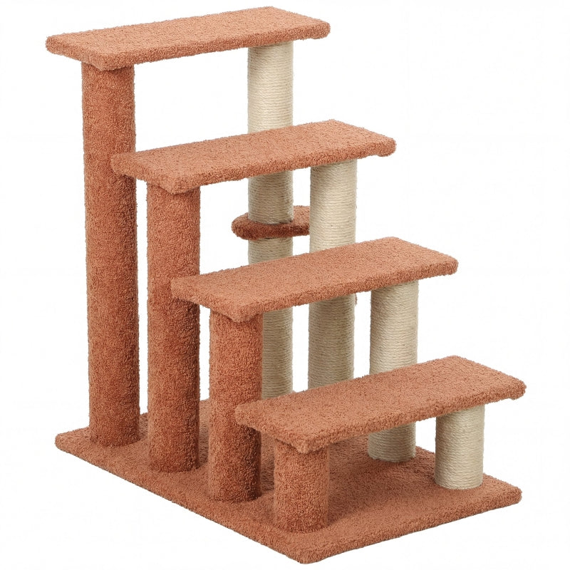 Cat Steps with Scratching Posts for High Beds and Sofas - Brown, 3-Step Cat Tree