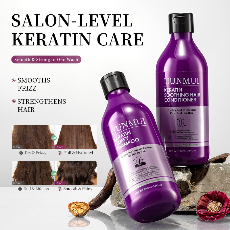 Keratin Hair Conditioner and Shampoo Set 400ml - Hair Care