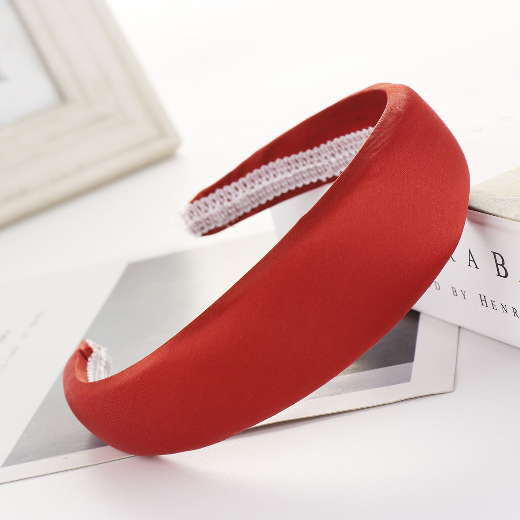 Satin Sponge Headband with Wide Edge