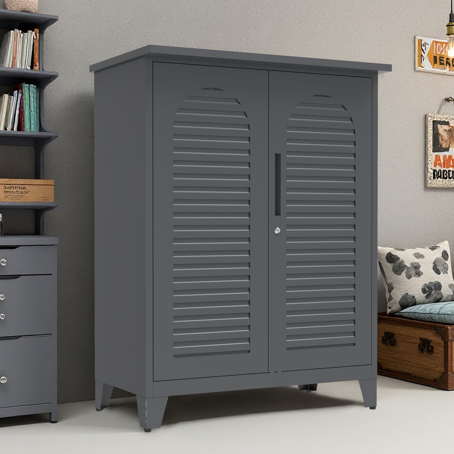 47'' Tall Metal Tool Storage Cabinet - Slate Color