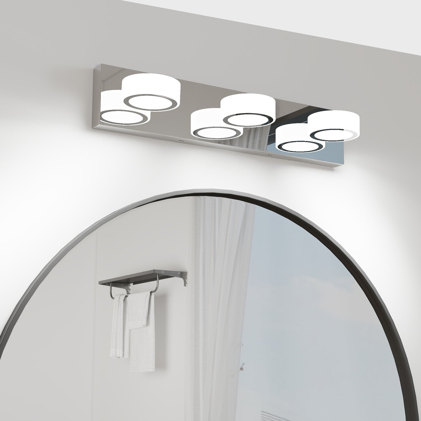 Modern 3-Light LED Vanity Light Fixture - White & Chrome
