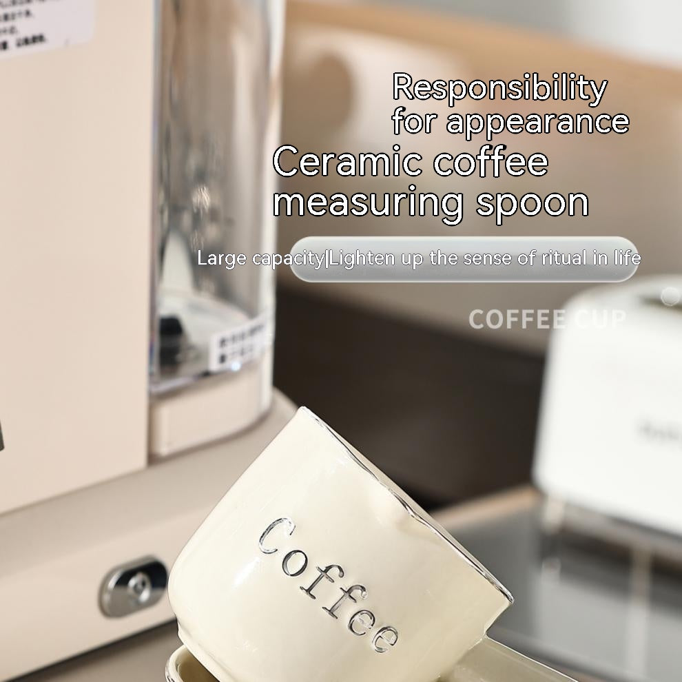 Ceramic Espresso Cup with Scale - Milk Silver, 90ml Coffee Measuring Mug