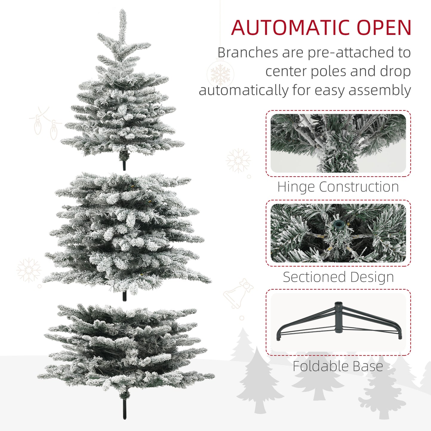 6.5ft Pre-Lit Snow Flocked Christmas Tree with 400 LED Lights