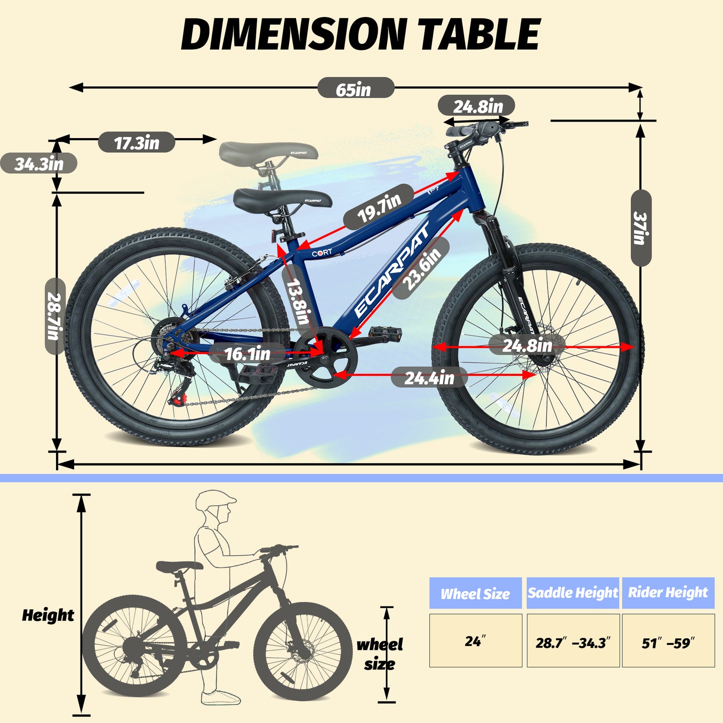 Youth Mountain Bike 24 Inch - 7 Speed, Front Suspension, Disc Brakes