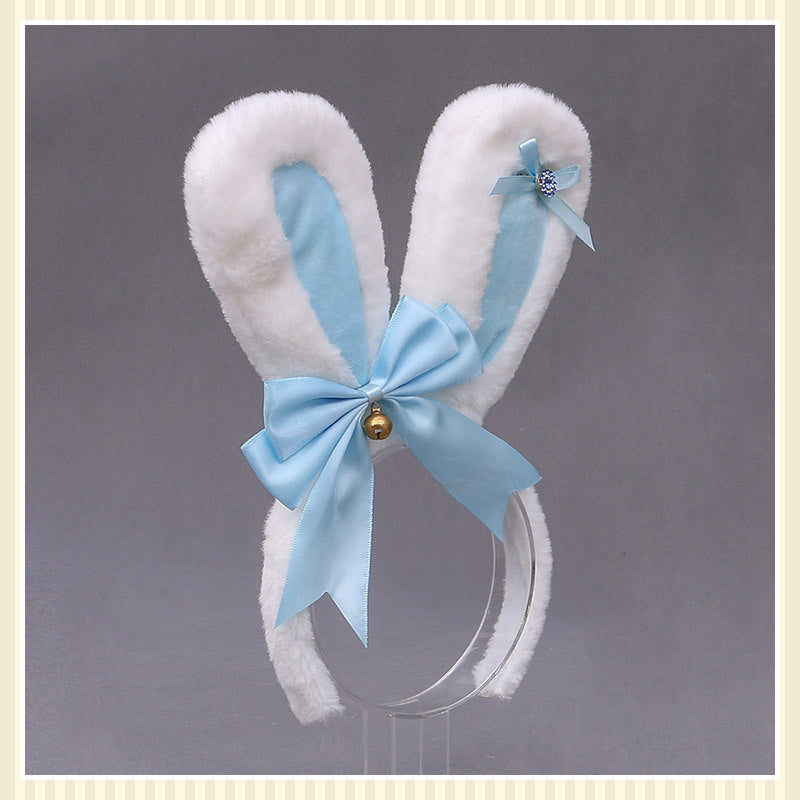 Animal Ears Headband with Bowknot Plush Rabbit Design for Cosplay & Fashion
