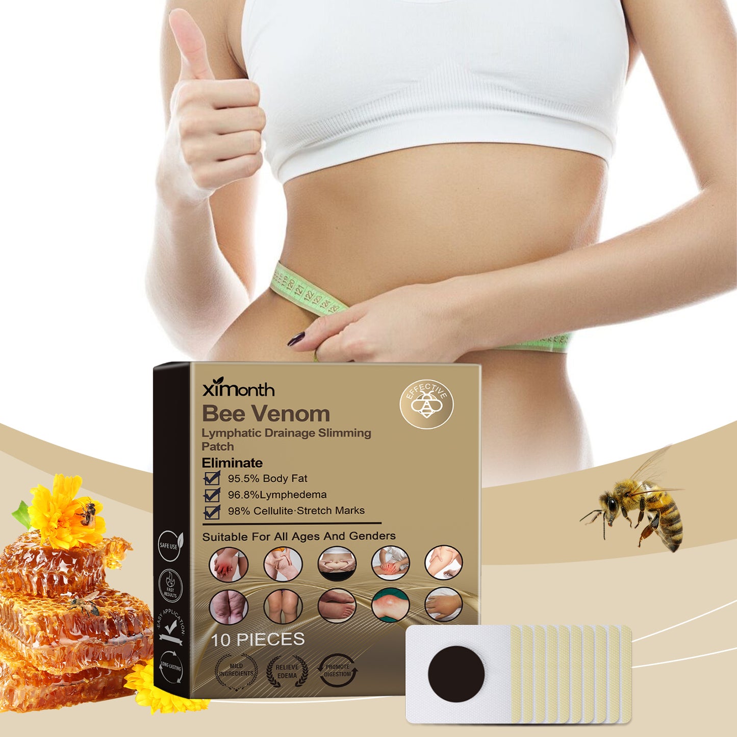 Bee Venom Tummy Slimming Patches - Natural Firming & Sculpting Body Treatment