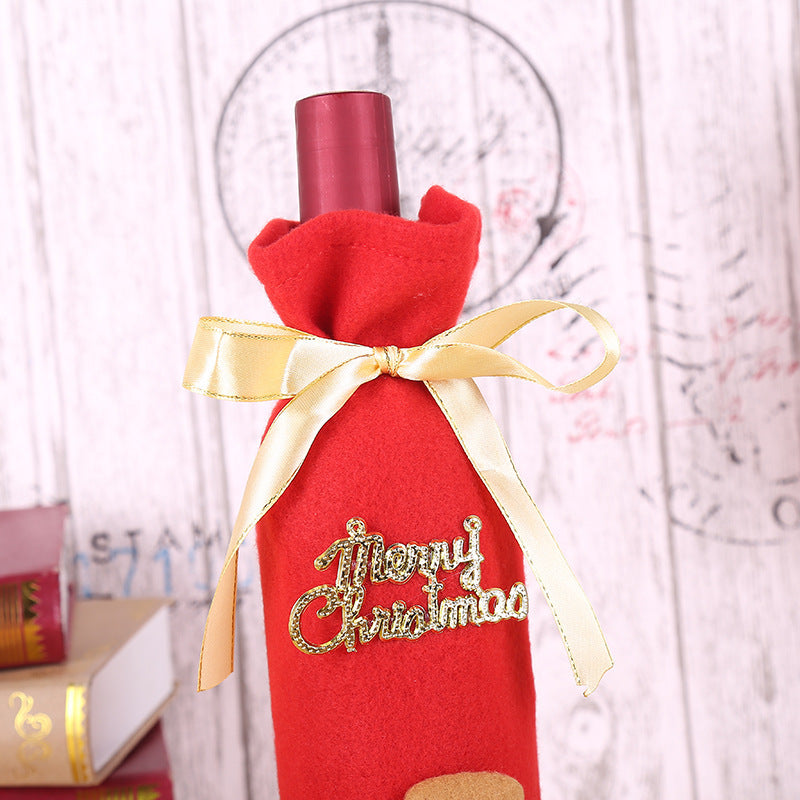 Christmas Flannel Wine Bottle Gift Bag Set for Holiday Decor