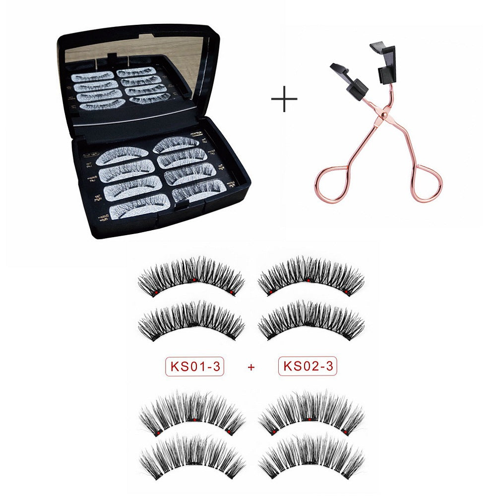 Magnet Eyelash Suit Natural & Thick False Eyelashes with Tweezers Set