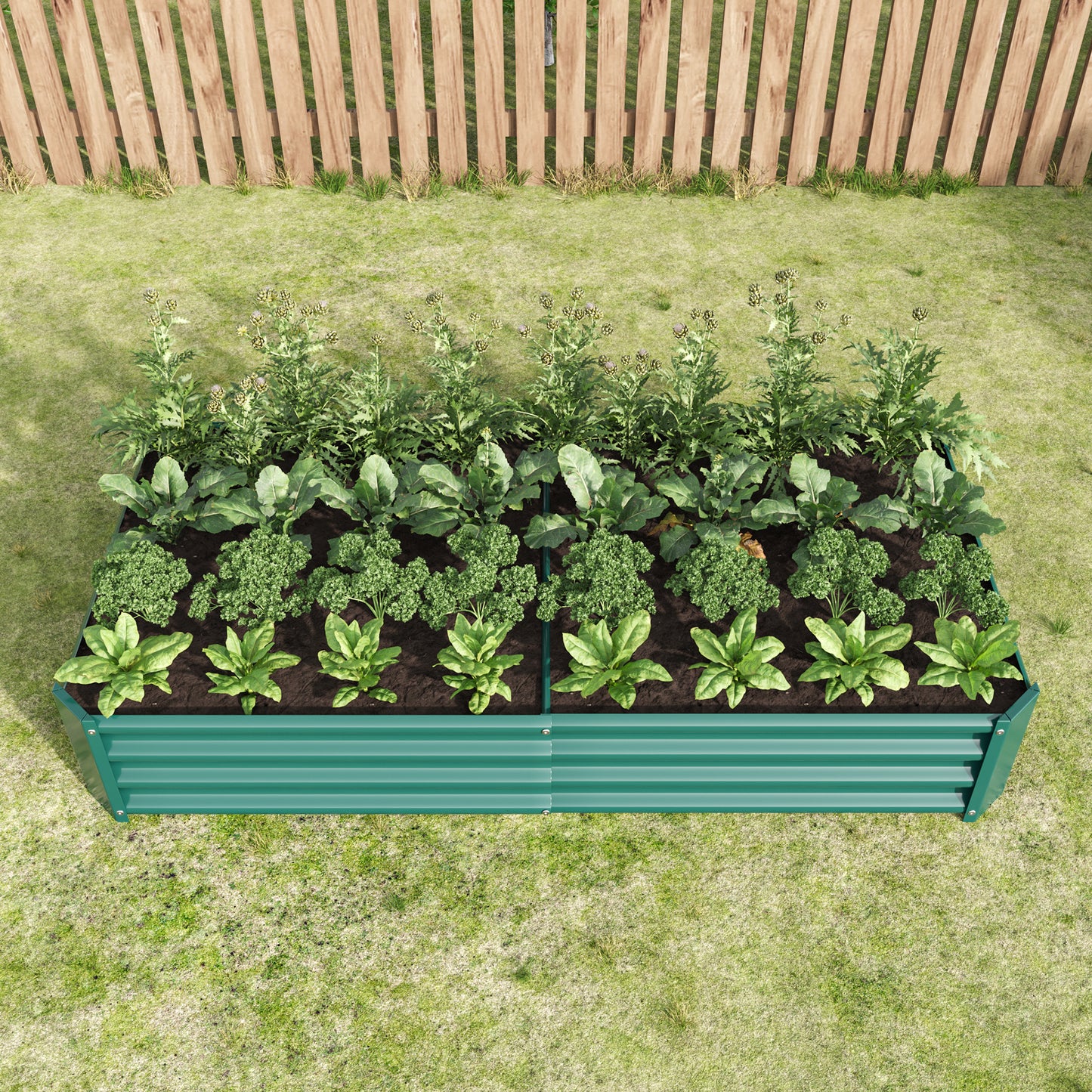 2PCS Green Metal Raised Garden Planter Beds - 6'x3'x1'