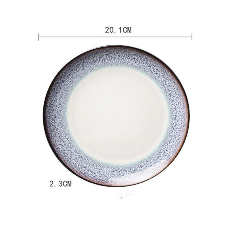 Ceramic Hand-Painted Western Style Breakfast Plate 8 Inch Microwave Safe