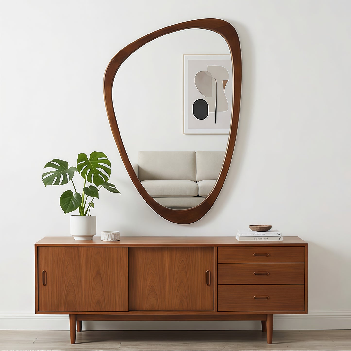 20x30 Irregular Solid Wood Frame Decorative Mirror - Black Walnut