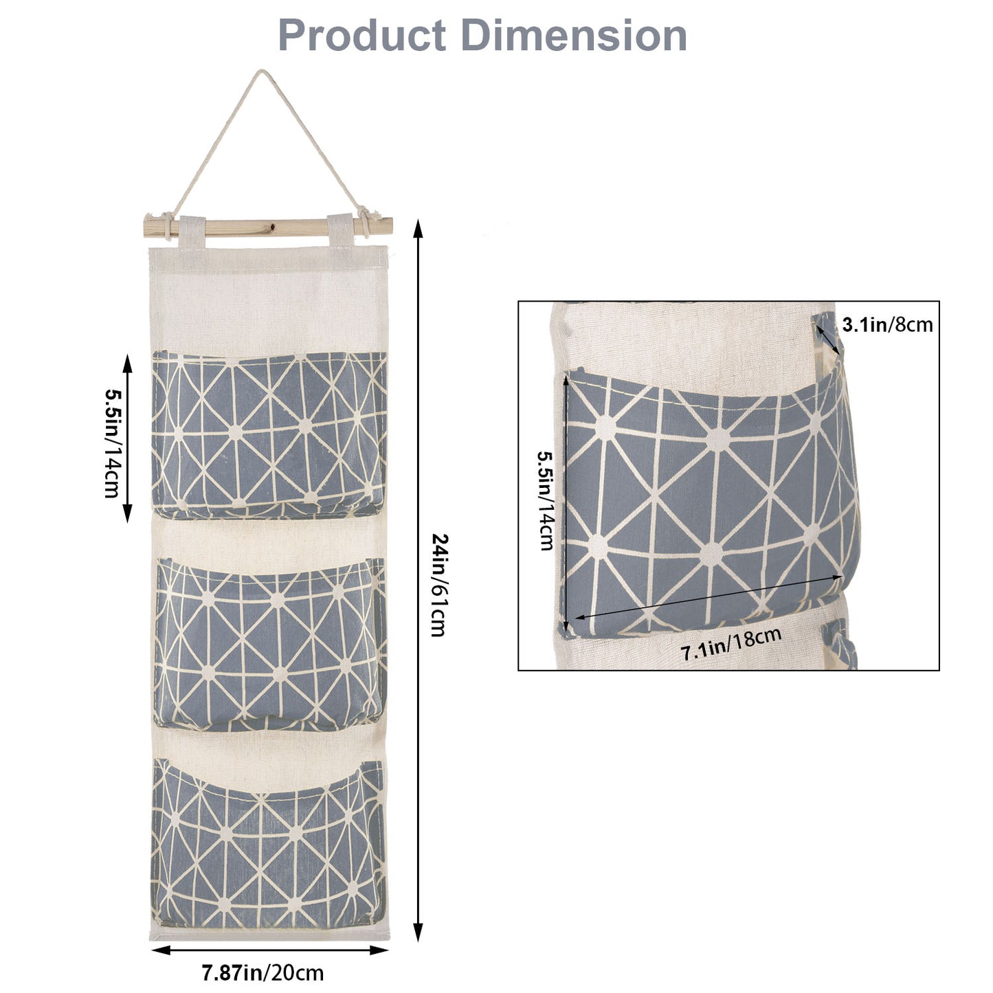 1Pc Wall Mounted Storage Bag Door Closet Hanging Organizer Waterproof