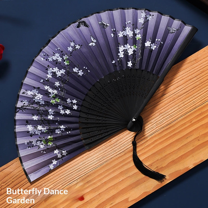 Chinese Style Portable Folding Fan - Bamboo Handheld Fan for Home & Garden
