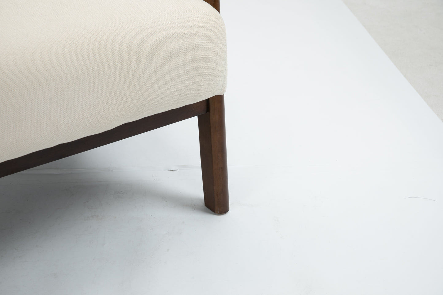 Mid Century Modern Accent Chair - Antique White Upholstered Armchair