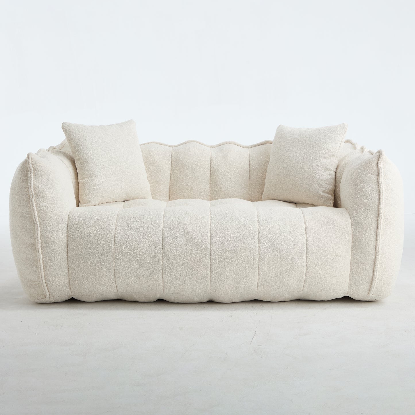 Comfortable Beanbag Chair for Two - Beige Chenille Sofa
