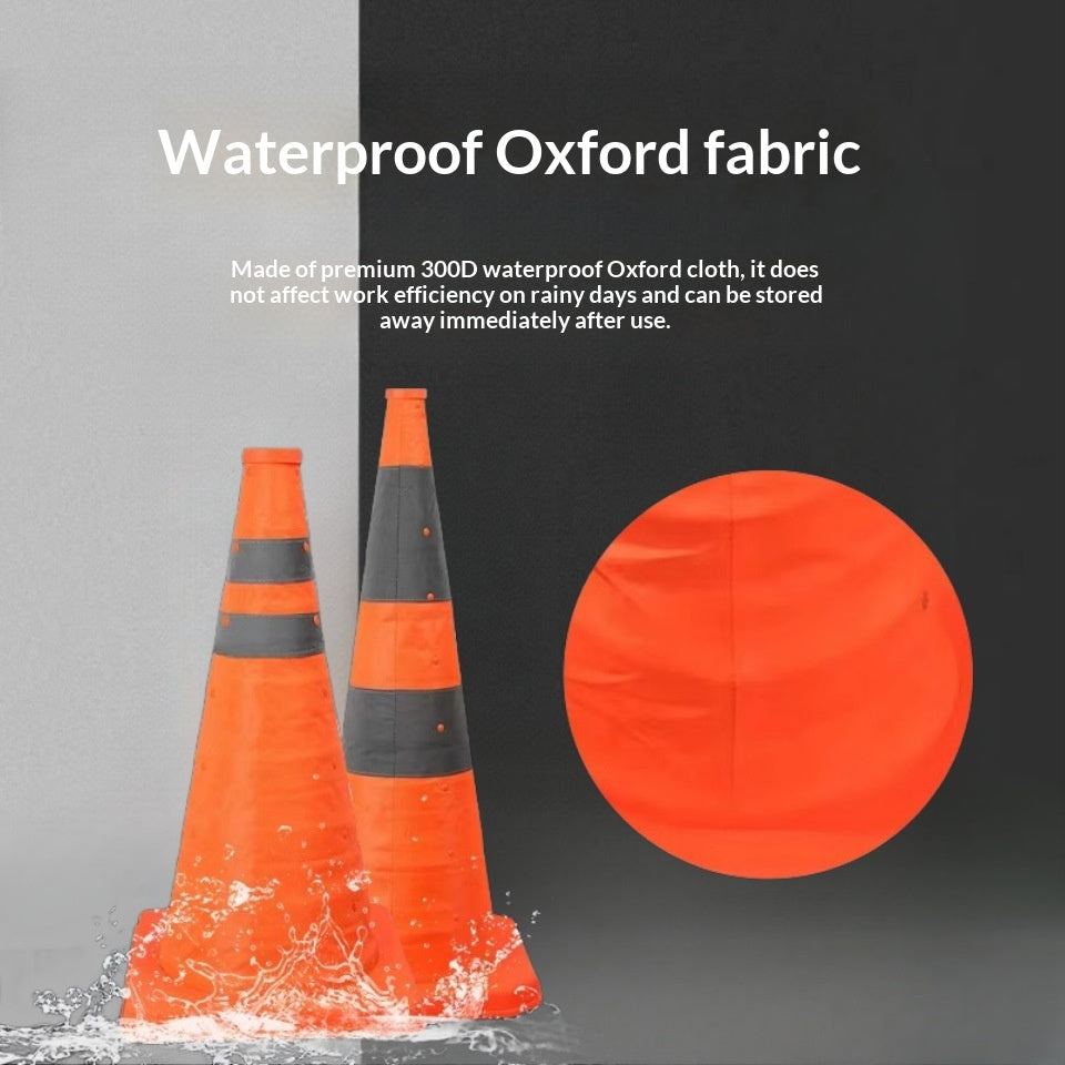 Retractable Traffic Cone Set with Lights & Chain for Road Safety