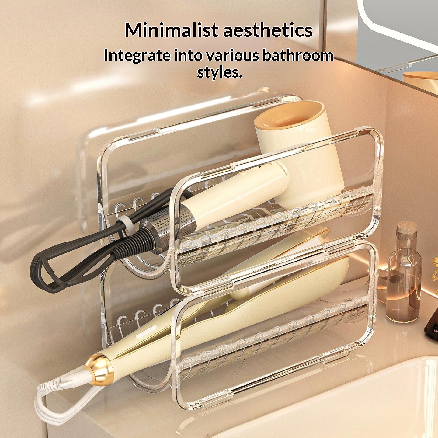 Hair Curler Storage Rack for Bathroom Countertop - Stackable PET Organizer