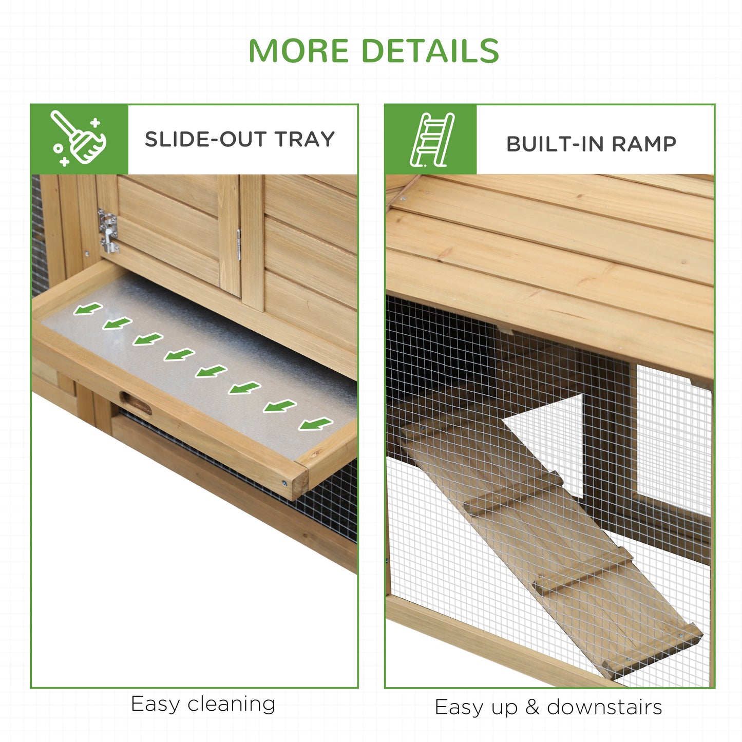 Small Wooden Chicken Coop with Nesting Box and Removable Tray - Outdoor Poultry Cage