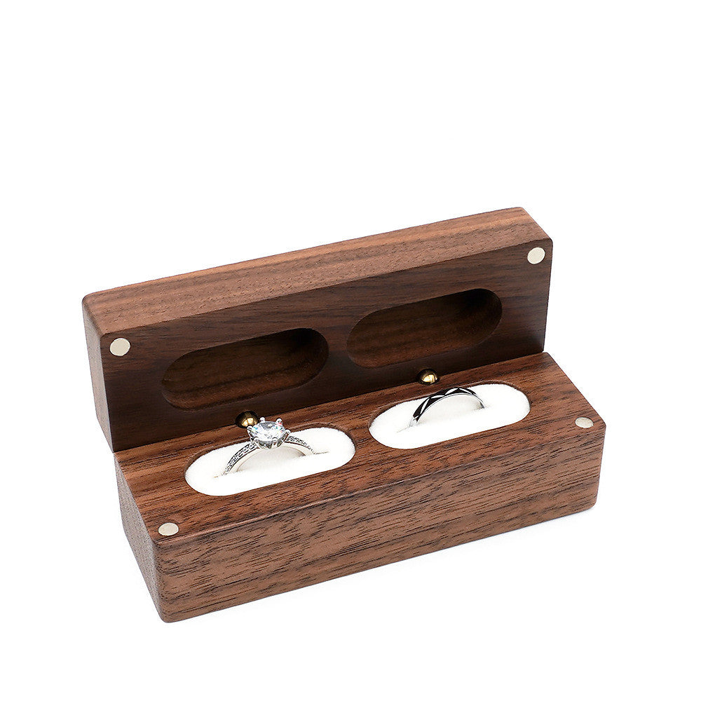 Wooden Jewelry Stud Earrings Storage Box - Black Walnut Finish