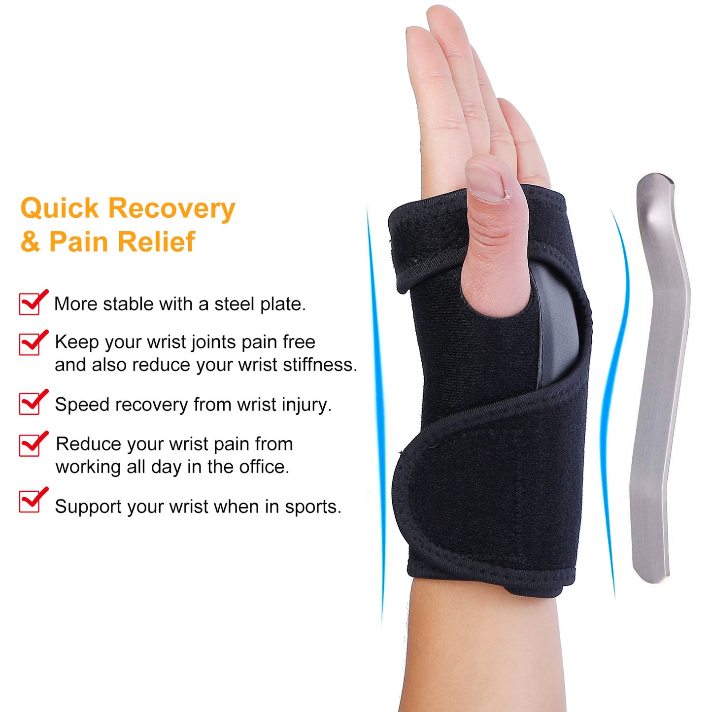 Carpal Tunnel Wrist Support Brace with Removable Splint - Left Hand