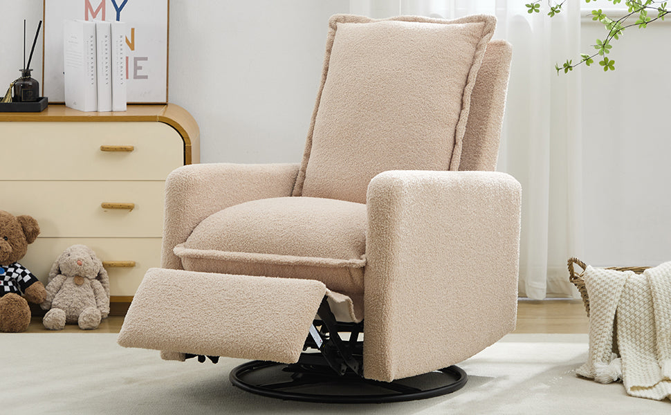 Swivel Rocker Recliner Chair - Teddy Fleece Oatmeal