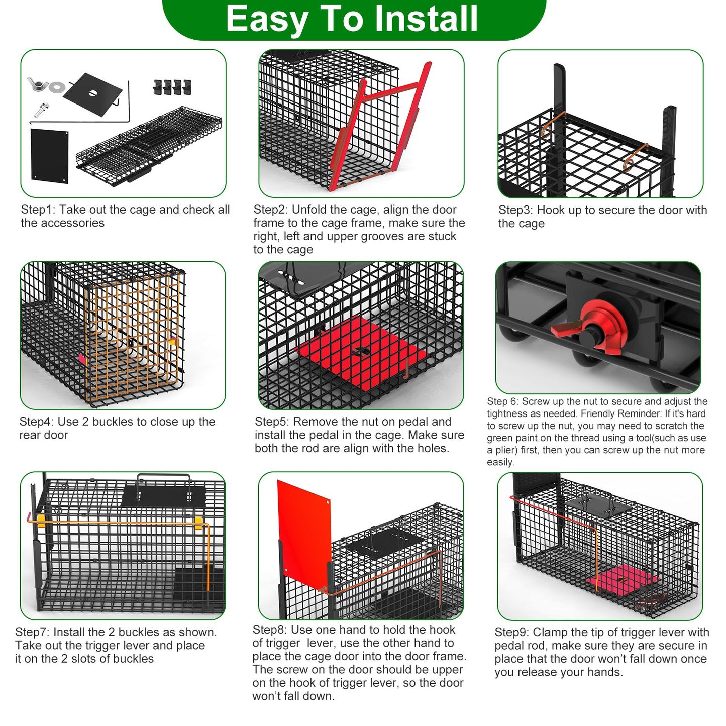 Humane Live Animal Cage Trap - Galvanized Iron, Multiple Sizes