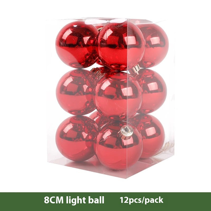 Christmas Decoration Red Ball Set - Electroplated Plastic Ornaments for Tree Atmosphere