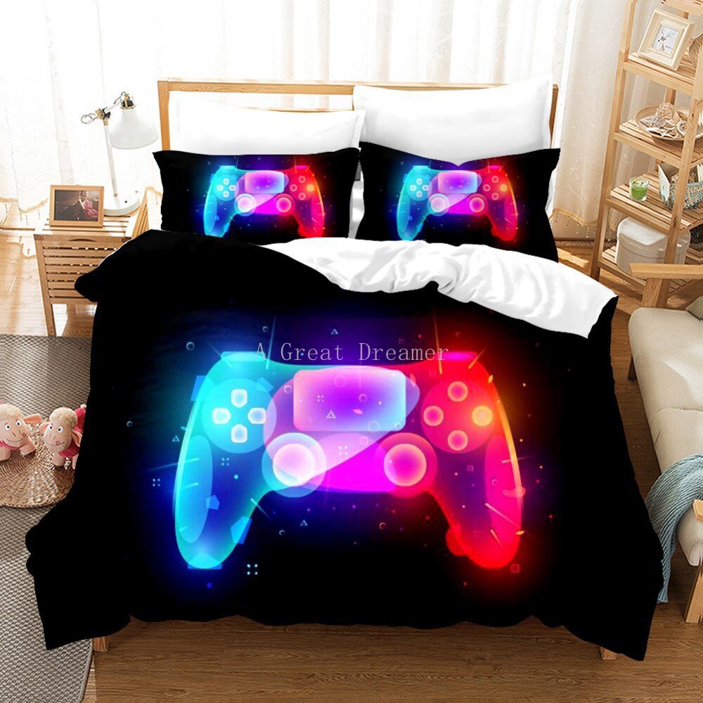 Digital 3D Game Controller Pattern Printed Bedding Set - Multiple Sizes