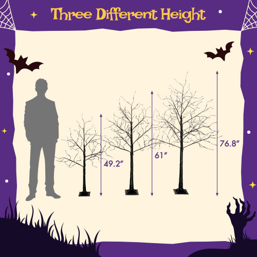 Halloween Spooky Tree with Purple Lights - 4FT, 5FT, 6FT Set