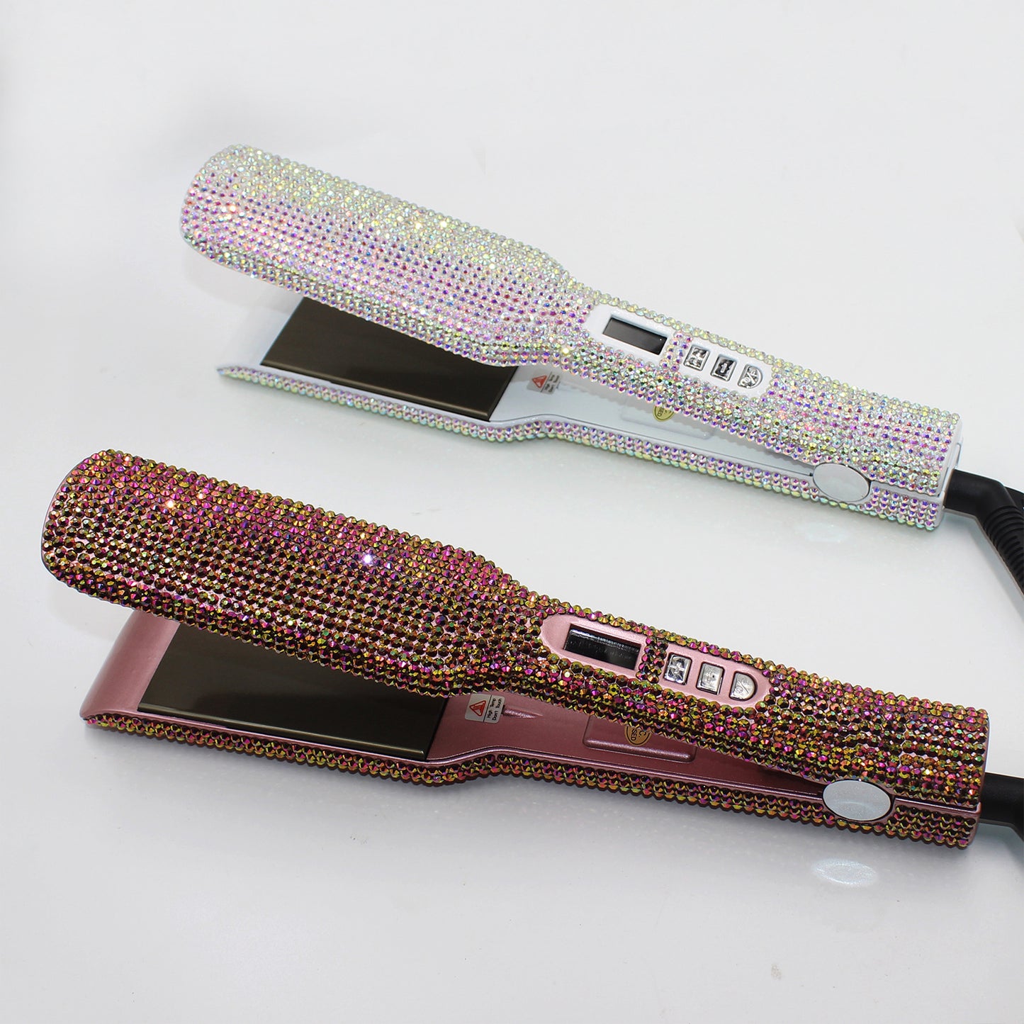 High Temperature Titanium Hair Straightener with Rhinestone Inlay - Multiple Colors & Power Options