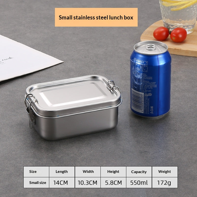 Stainless Steel Picnic Lunch Box with Snap Closure - Multiple Sizes & Quantities