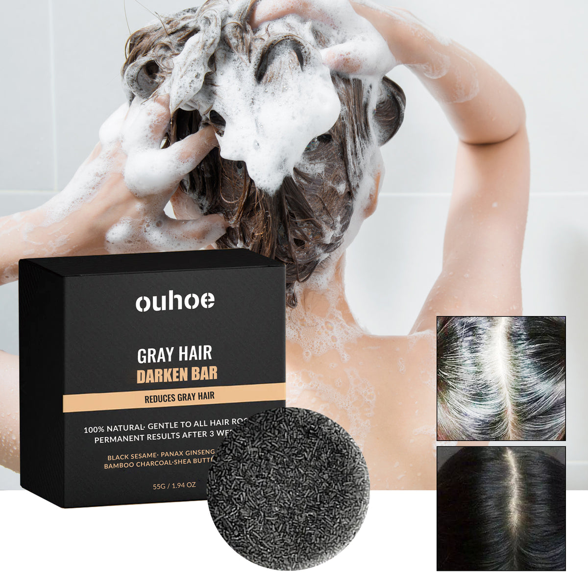 Black Hair Soap Bar 55g