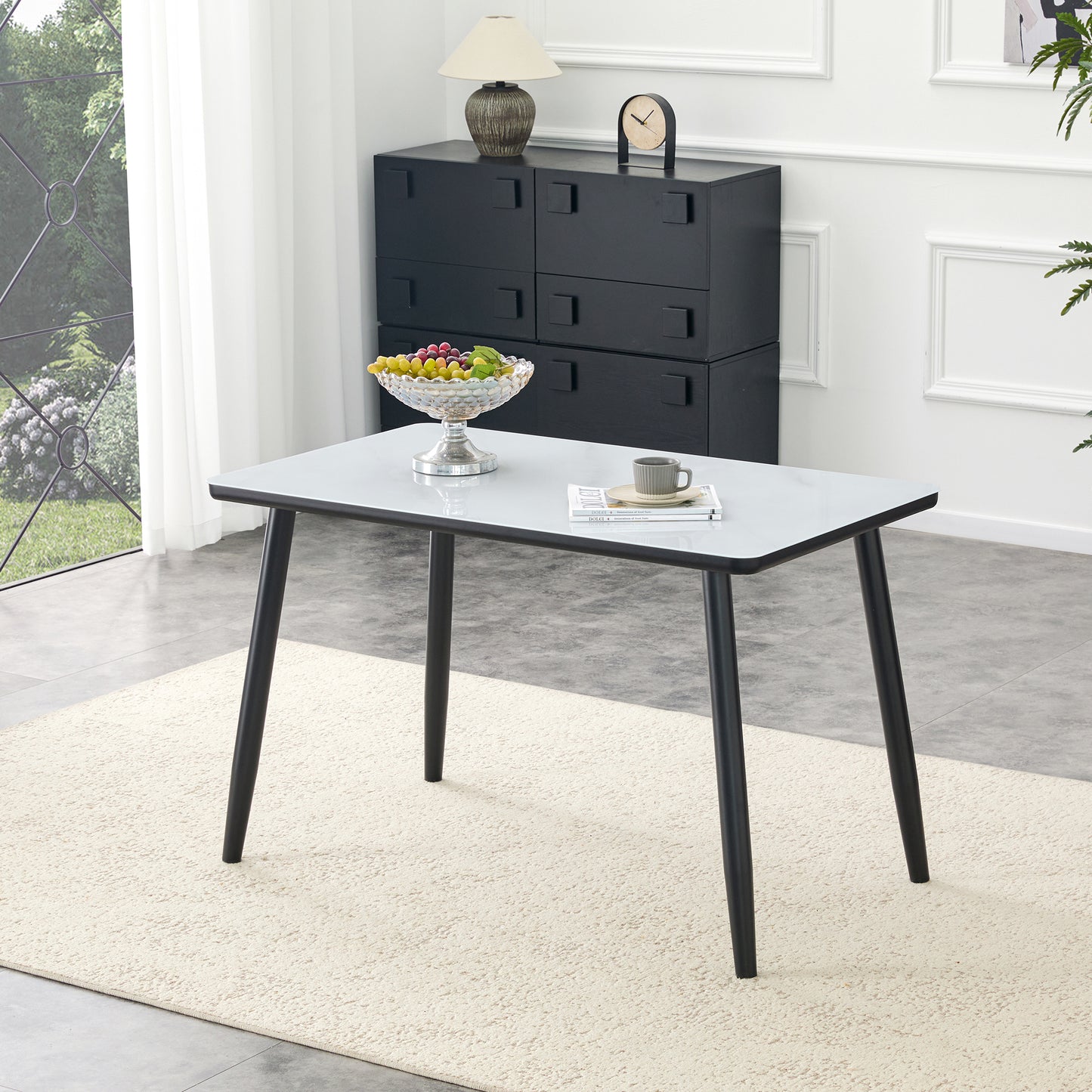 Modern Minimalist Rectangular Dining Table,suitable For 4-6