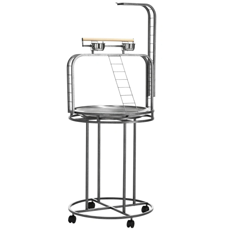 Large Bird Perch Stand with Toy Hook for Parrots and Birds - Gray
