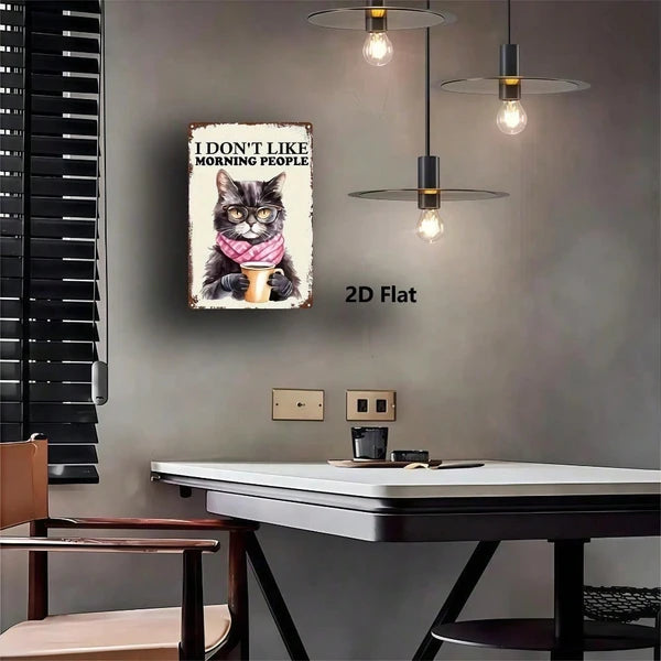 Vintage Black Cat Coffee Metal Sign - 8x12 Inch Tin Plaque