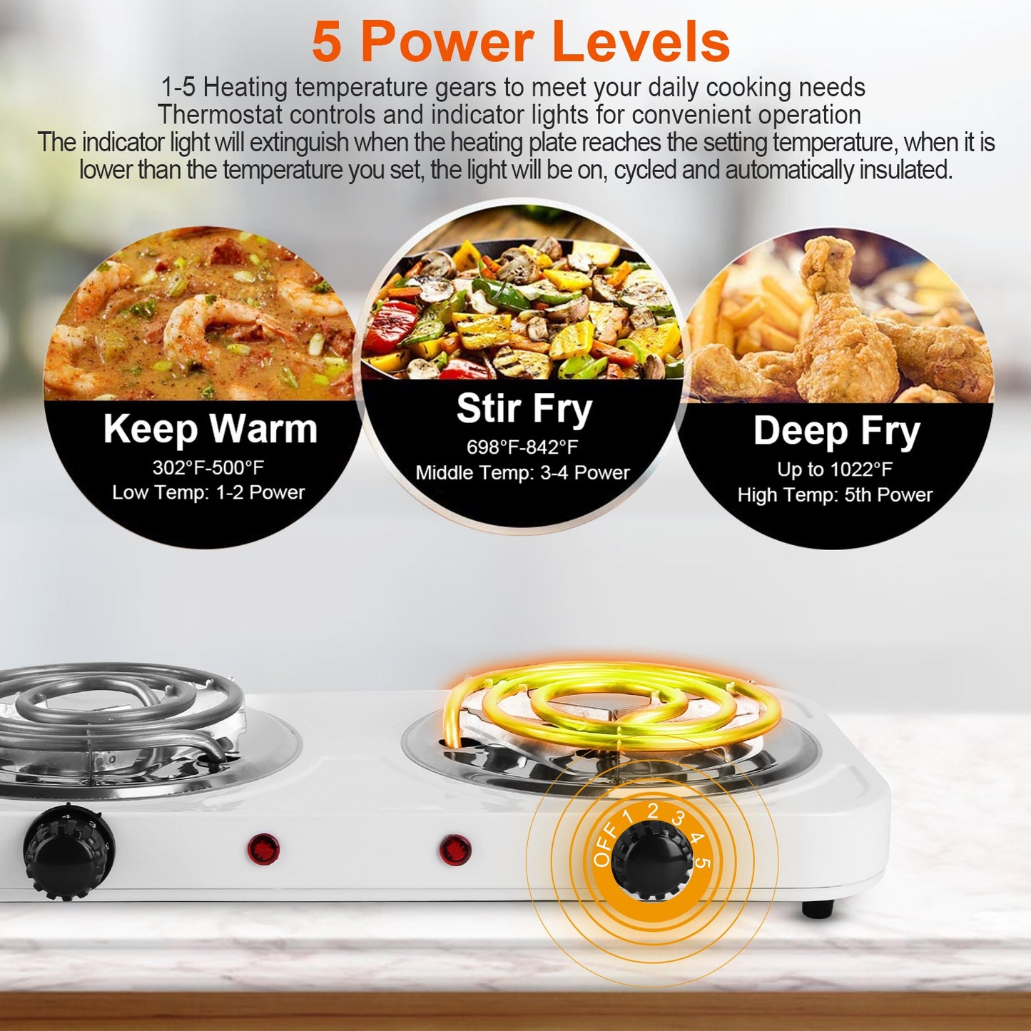 2000W Electric Double Burner Hot Plate - Portable Cooking Stove