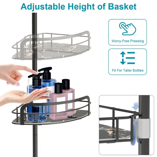 Rust-Resistant Corner Shower Caddy For Bathroom 4 Height Adjustable