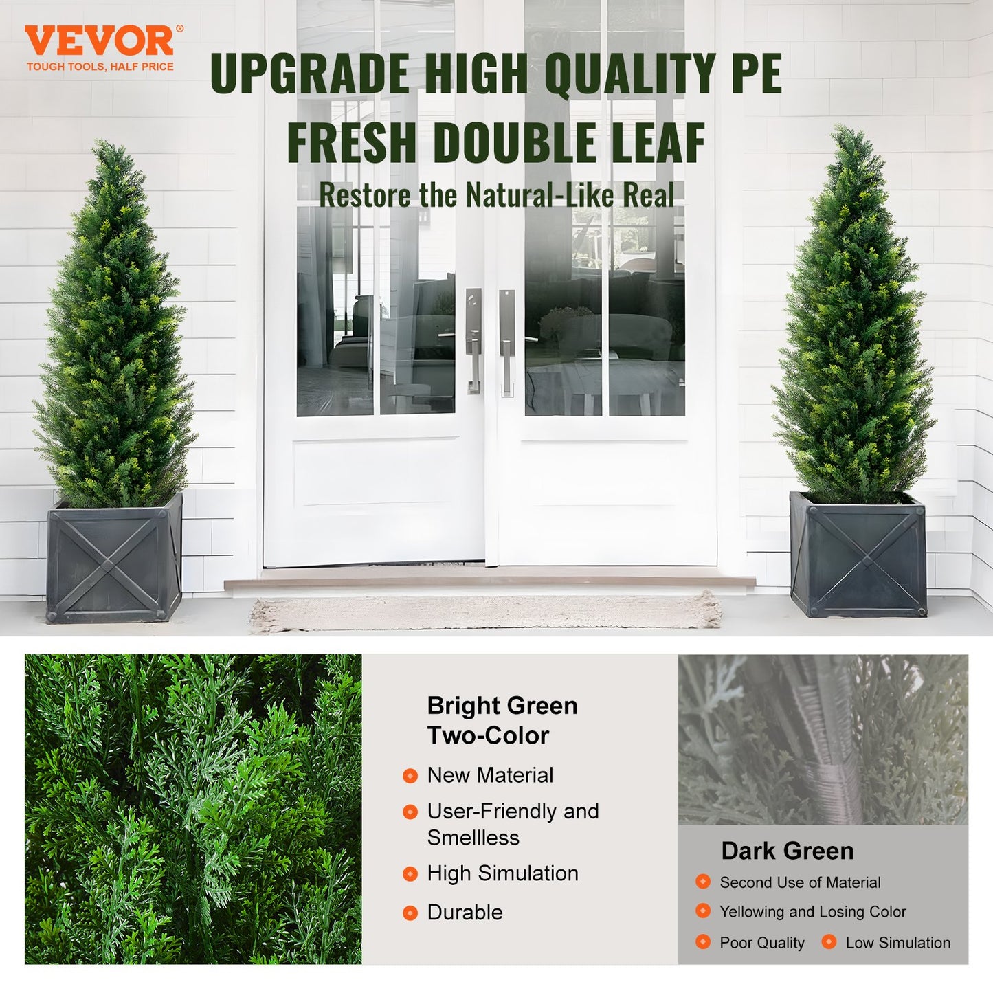 Artificial Cedar Topiary Tree 4ft UV-Resistant Outdoor Indoor Decor 2 Pack - Green